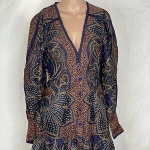 FARM Rio Long Sleeve Floral Mini Dress – White/Multicolor – Size S – NWT